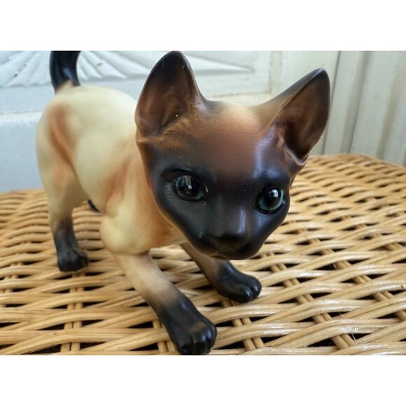 Vintage MCM Lefton Siamese Cat figurine Pouncing Playful - Picture 10 of 11